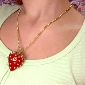 strawberry faux gold necklace!❤️